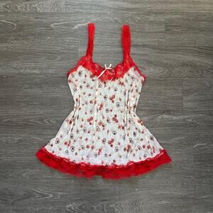 babydoll red and white floral cami